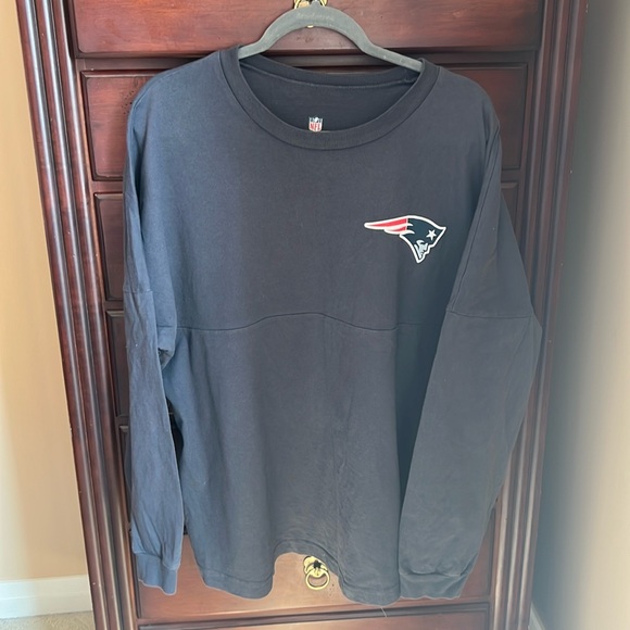 NFL Pro Line New England Patriots Grey Long Sleeve Cotton Spirit Tee Shirt Large - Picture 1 of 5